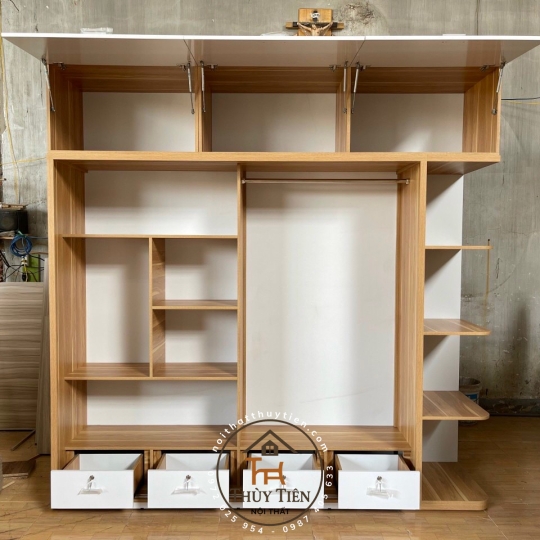 Tủ Quần Áo MDF Kệ Kéo Ngoài- TQAMDF 024