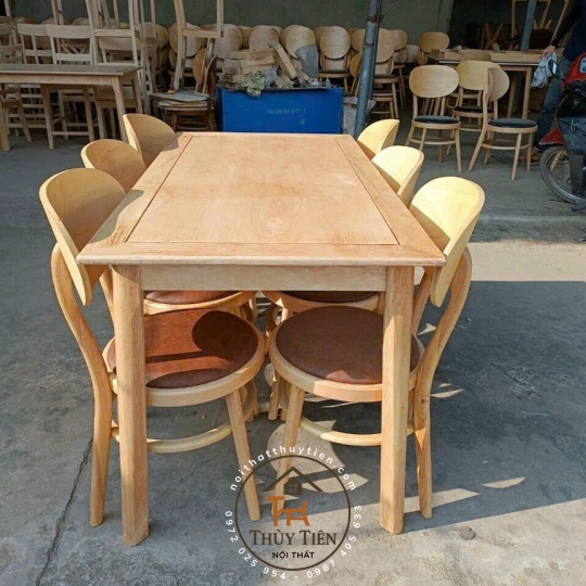 Bàn Ăn Gỗ Cao Su 4 Ghế 6 Ghế Mặt Nệm- BGCSMN 003
