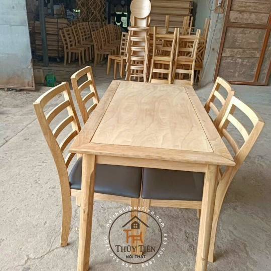 Bàn Ăn Gỗ Cao Su 4 Ghế 6 Ghế Mặt Nệm- BGCSMN 005