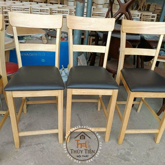 Ghế gỗ cao su mặt nệm - BGCSMN 010