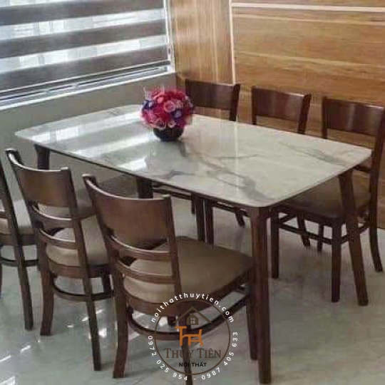 Bộ Bàn Ăn Mặt Giả Vân Đá + 4 Ghế Cabin mã 01