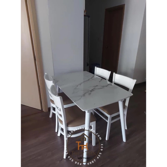 Bộ Bàn Ăn Mặt Giả Vân Đá + 4 Ghế Cabin mã 01