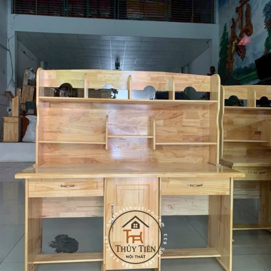 Bàn học sinh gỗ cao su đôi 1m4, 1m6