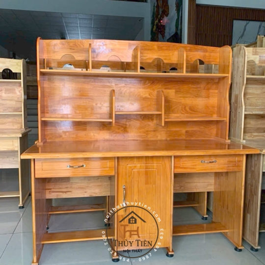 Bàn học sinh gỗ cao su đôi 1m4, 1m6