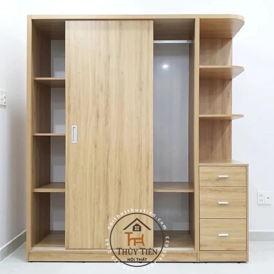 Tủ quần áo gỗ MDF có kệ ngoài - TQAMDF 029