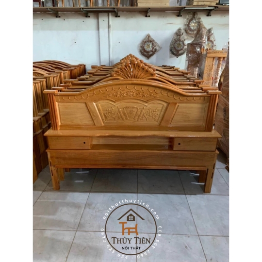 GIƯỜNG NGỦ GỖ CĂM XE GÕ MẪU NỮ HOÀNG 1M6,1M8 X 2M
