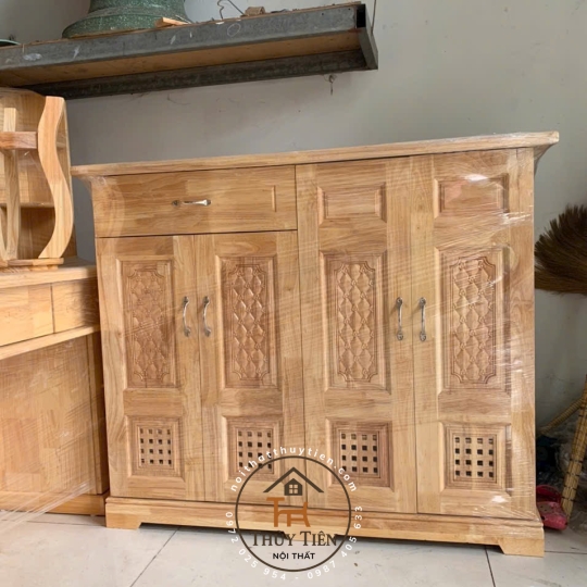 Mẫu tủ dép cao 1,2m 4 cánh màu gỗ tự nhiên 