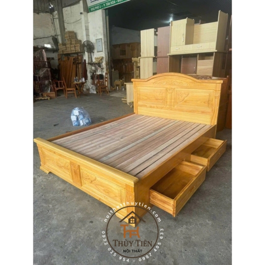 Giường ngủ gỗ gõ đỏ mã 03