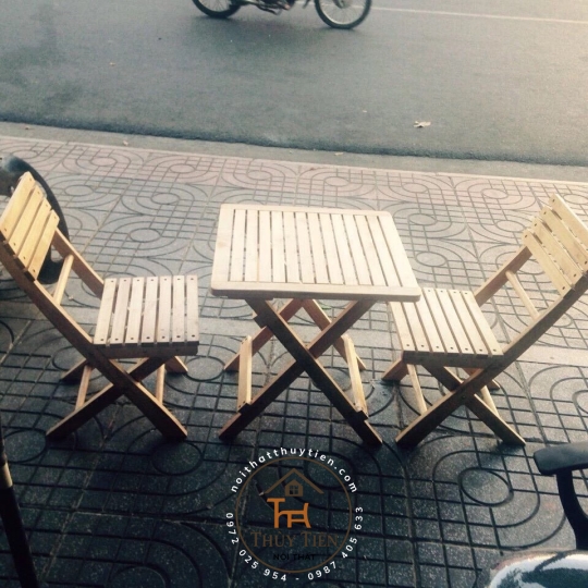 Bộ Bàn ghế cafe mini gỗ cao su 