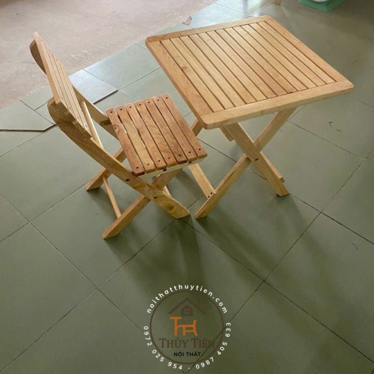 Bộ Bàn ghế cafe mini gỗ cao su 