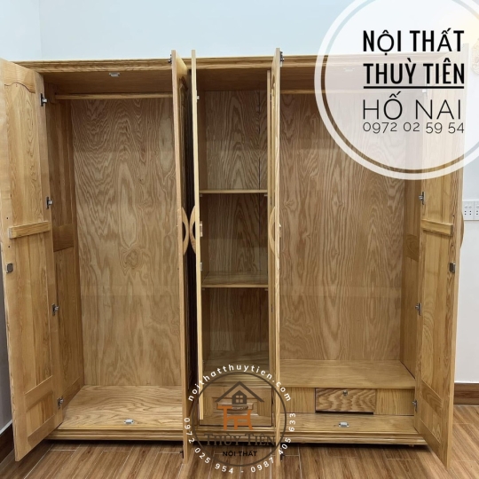 Tủ quần áo sồi ngang 2m2 