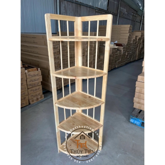 Kệ gỗ cao su góc tường 