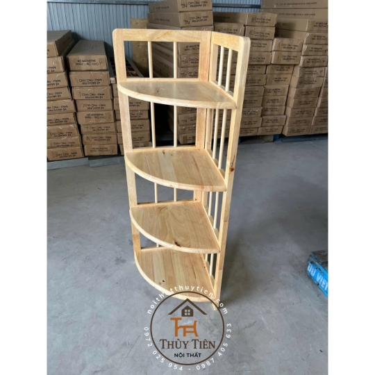 Kệ gỗ cao su góc tường 