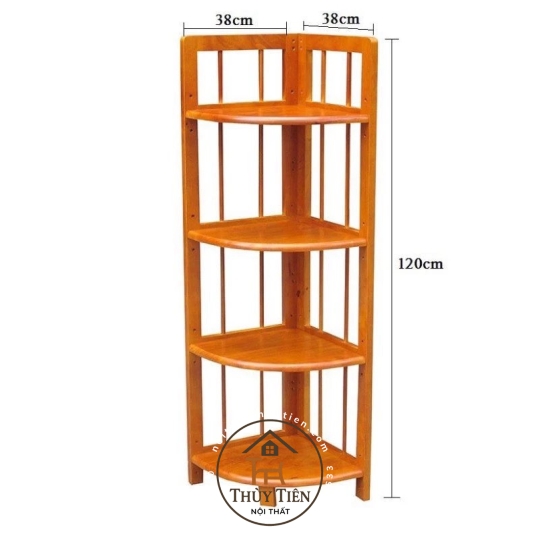 Kệ gỗ cao su góc tường 