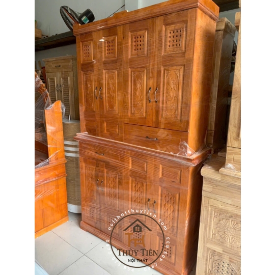 Tủ giày dép gỗ cao su ngang 1m, 1m2
