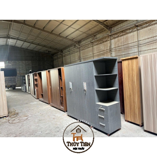 Tủ quần áo gỗ MDF cửa mở kệ kéo ngoài nhiều mẫu- TQAMDF 035