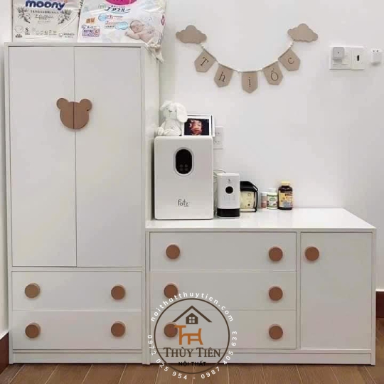 Mẫu tủ quần áo cho bé MDF lõi xanh