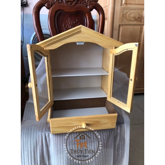 Tủ Thuốc gỗ thông hình mái nhà (có hộc)