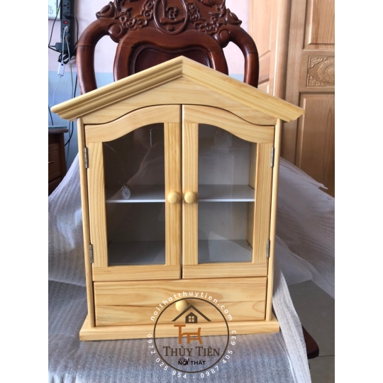 Tủ Thuốc gỗ thông hình mái nhà (có hộc)