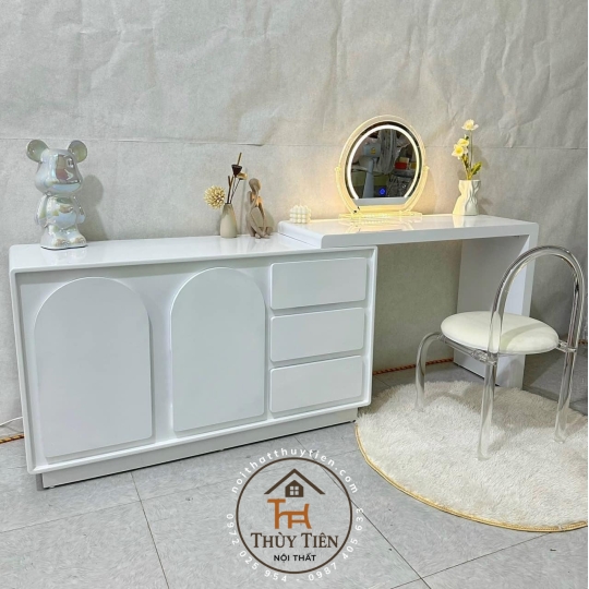 Xưởng e vẫn nhận làm các mẫu bàn trang điểm , bàn làm việc , tủ kệ decol theo yêu cầu nhé  Thích màu nào thợ e sơn màu đó