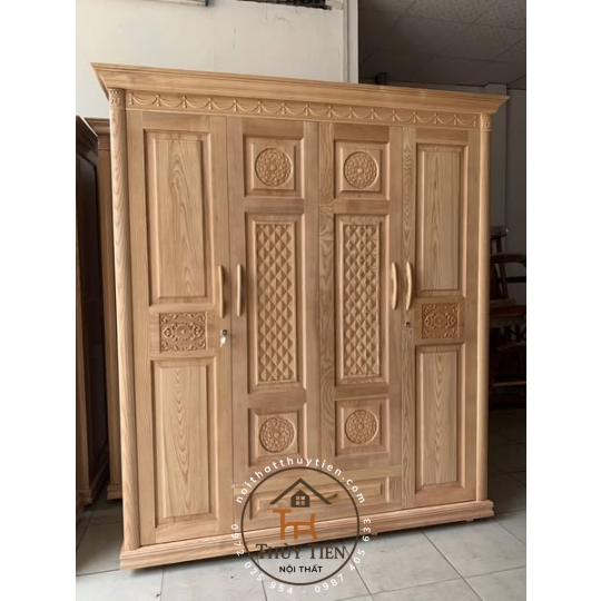 Tủ Quần Áo Gỗ sồi tự nhiên đủ kích thước - TQAGS 004