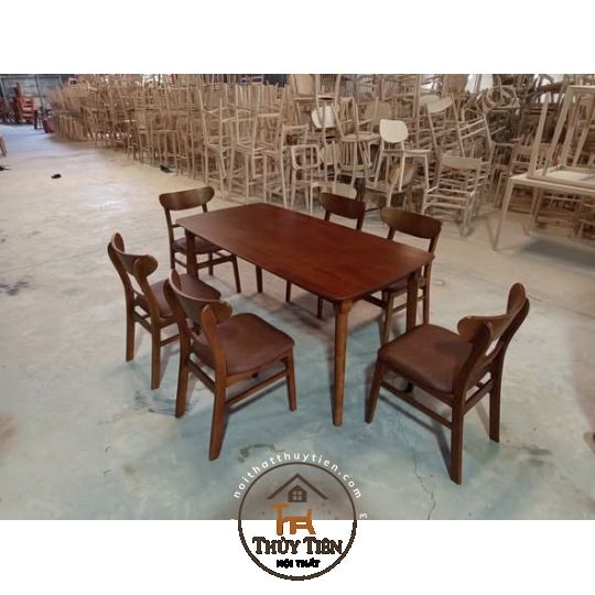 Bộ bàn ăn gỗ cao su ghế mango