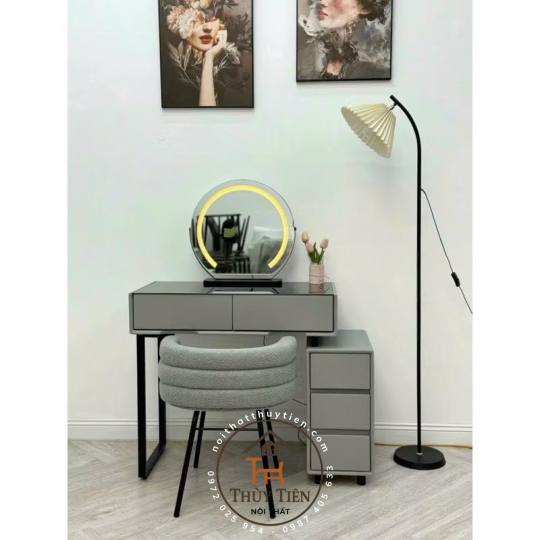 Bàn trang điểm mặt kính kèm ghế gương
