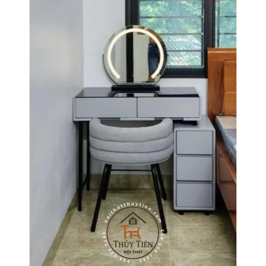 Bàn trang điểm mặt kính kèm ghế gương