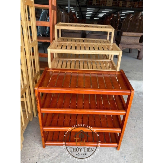 Kệ dép gỗ cao su nhiều kích thước