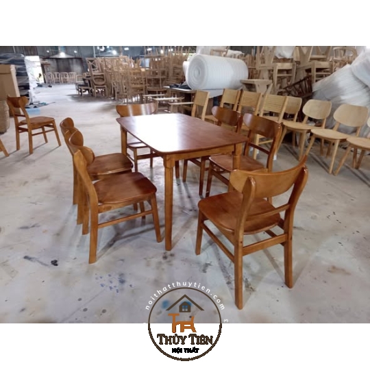 Bộ bàn ăn gỗ cao su ghế mango