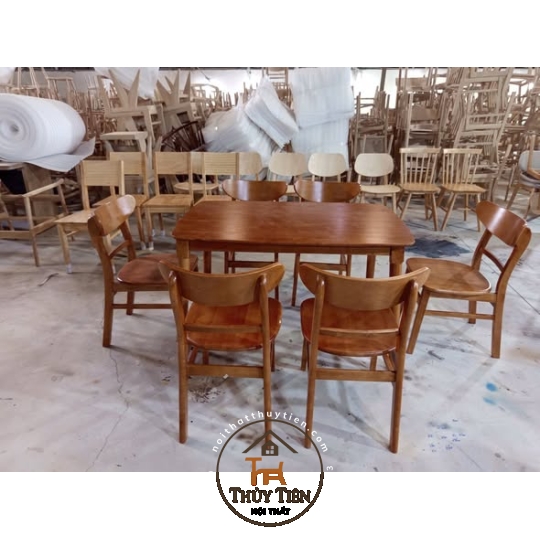 Bộ bàn ăn gỗ cao su ghế mango