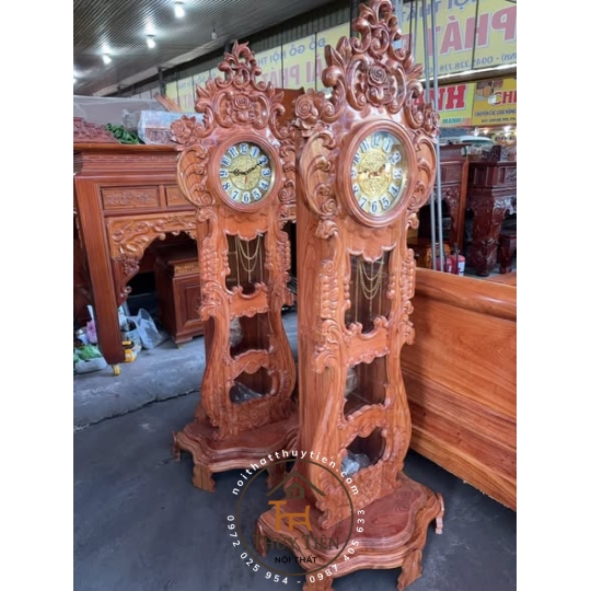 Đồng hồ gỗ hương đá toàn bộ