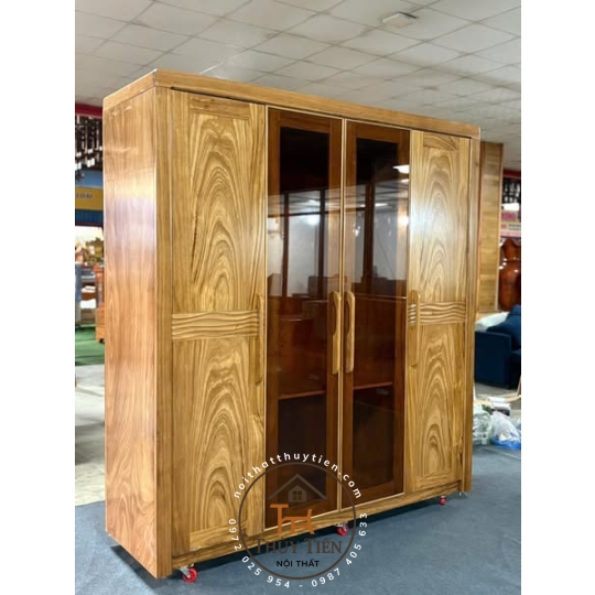 Tủ áo cánh kính gỗ hương xám