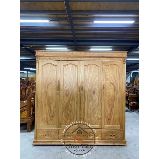 Tủ quần áo gỗ gõ đỏ nữ hoàng