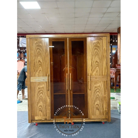 Tủ áo cánh kính gỗ hương xám