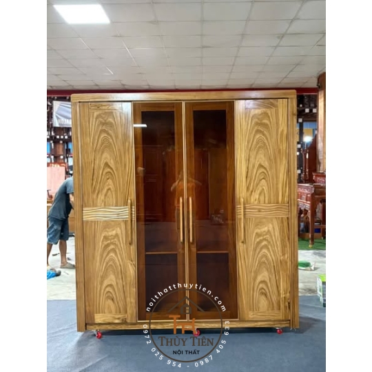 Tủ áo cánh kính gỗ hương xám