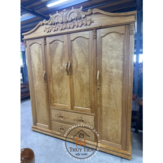 Tủ quần áo gỗ gõ đỏ nữ hoàng