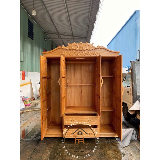 Tủ quần áo gỗ gõ đỏ nữ hoàng