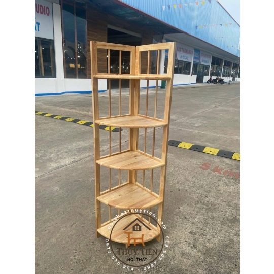 Kệ gỗ cao su góc tường 