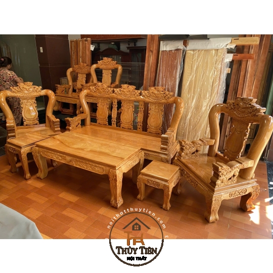 Bộ salon gõ đỏ nghê đỉnh cột 10, 12