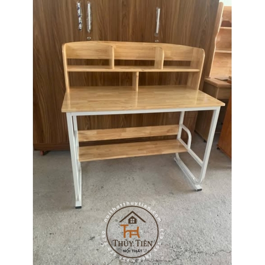 Bàn học sinh chân sắt mặt gỗ cao su