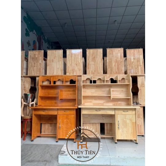 Bàn học sinh gỗ cao su đôi 1m4