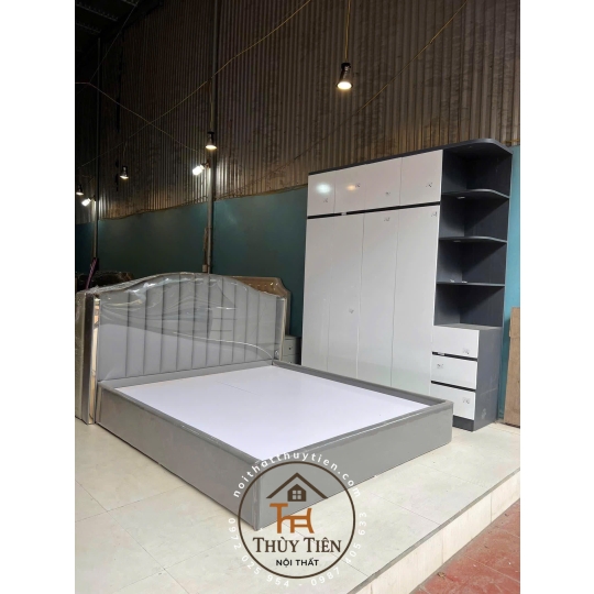 Giường bọc nỉ nhung cao cấp 