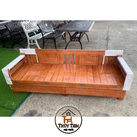 Ghế gấp- Giường gấp đa năng thông minh- Trường Kỷ gỗ sồi  có hộc kéo