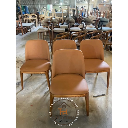 GHẾ GRACE KO TAY SƠN NÂU KẾT HỢP DA NÂU