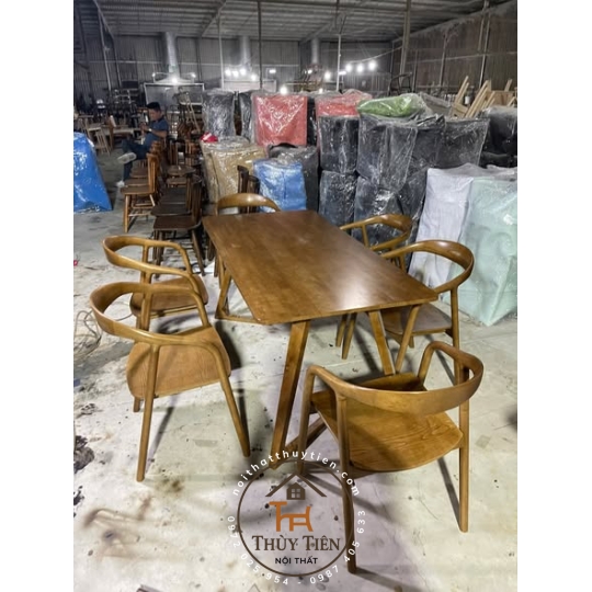 Bộ bàn ăn Neva mặt gỗ gỗ ash cao cấp