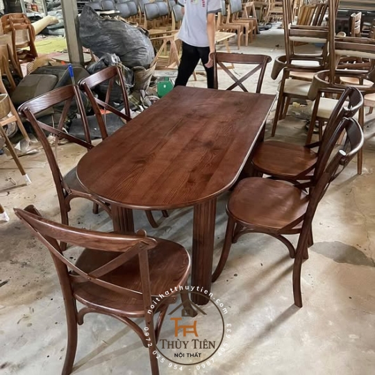 Set bàn ăn gỗ Ash cao cấp
