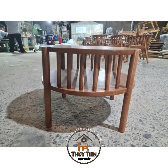 Bàn trà tròn 2 tầng gỗ tần bì