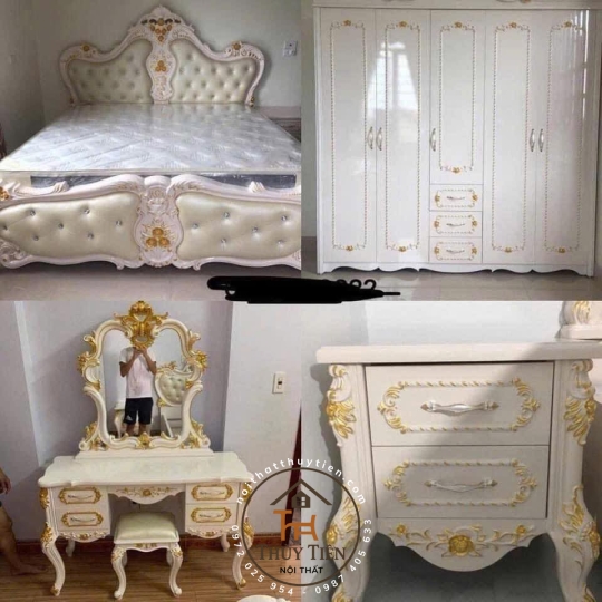 Giường tân cổ điển khung phôi nhập