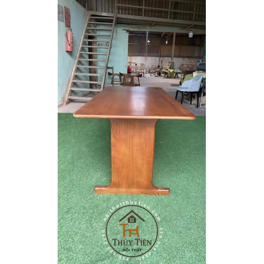 Bàn ghế bàn học gỗ tự nhiên chân chữ T